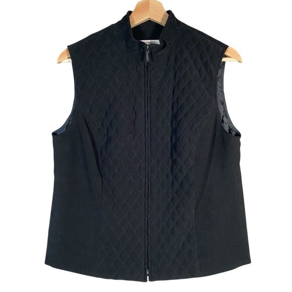 JM Collection Jackets & Blazers - JM Collection Black Quilted Vest Womens 6 Full Zip Up Equestrian Country Classic